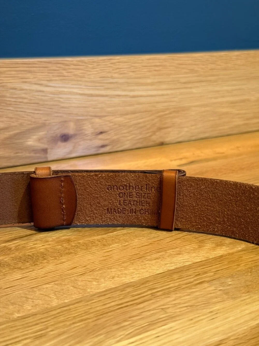 Another Line Brown Leather Belt with Brass Buckle
